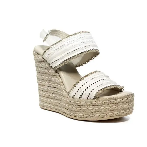 Zoe Italy women sandal with high wedge white color article COR100/02