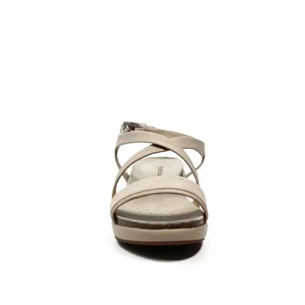 Geox sandal for women made in leather with bands champagne color article D72P6A 0BCSK CH6B5