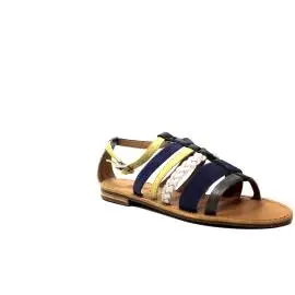 Geox low sandal for women made in leather yellow and violet color article D722CE 021PE C8K1G