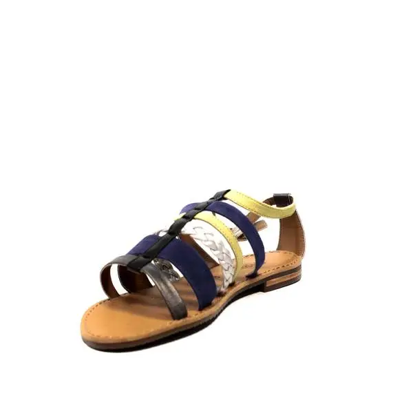 Geox sandalo basso donna in pelle color giallo e violetto articolo D722CE 021PE C8K1G