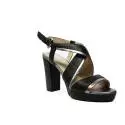 Geox sandalo donna con tacco alto e fasce colore nero e acciaio articolo D724LD 085WF CJ62L
