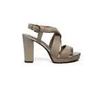 Geox sandal for women with high heels made in leather with beige and gold color bands article D724LD 085WF C981G