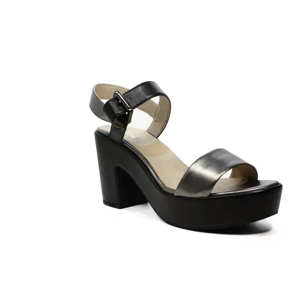Geox sandal for women with high heels made in leather with black color bands article D724SA 0AJ54 C1223