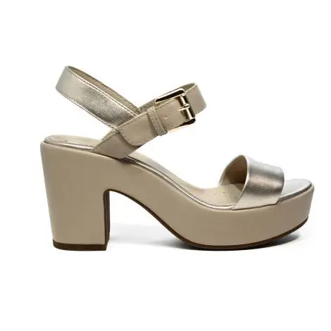 Geox sandal for women with high heels made in leather with beige color bands article D724SA 0AJ54 C2LH6