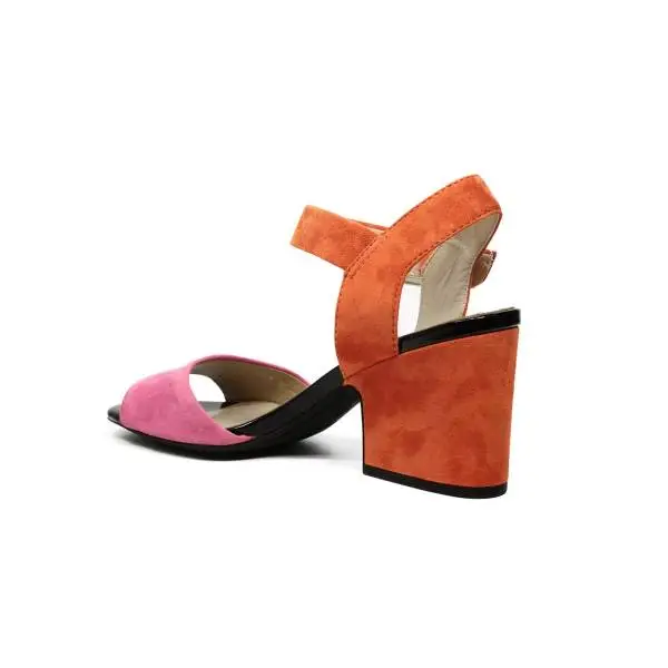 Geox sandal with mid high heels orange and pink color article D724UB 00021 CE82T