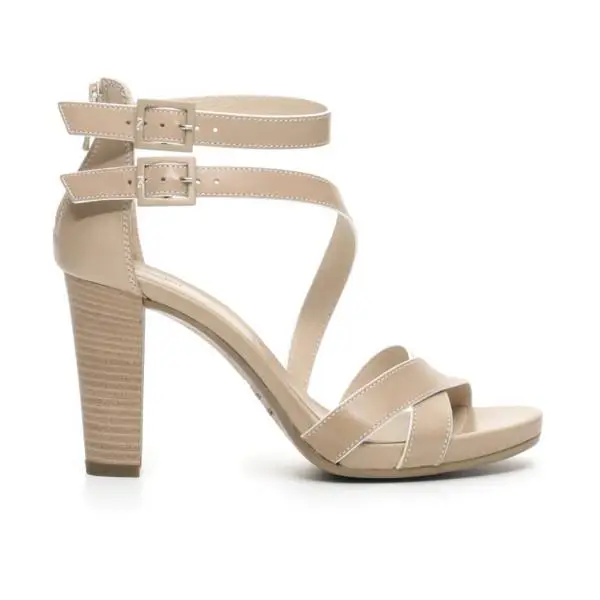 Nero Giardini sandal in leather with double buckle sand colored article P717580D 410