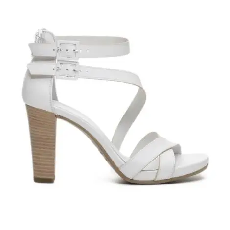 Nero Giardini sandal in leather with double buckle white color article P717580D 707