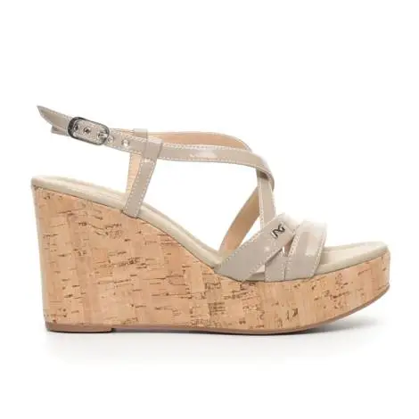 Nero Giardini sandal woman in sand-colored leather, high wedge in cork style P717660D Article 410