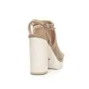 Nero Giardini sandalo alto donna con inserzione traforata in pelle color champagne articolo P717760D 439