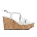Nero Giardini leather sandal woman high style white colored cork wedge Article P717660D 707