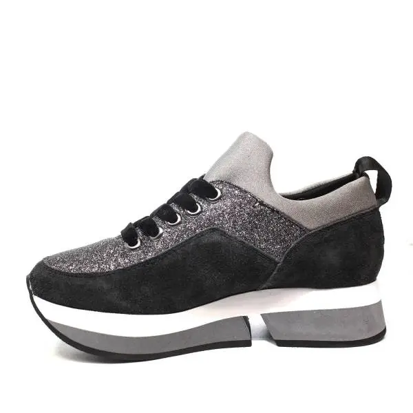 Fornarina women's sneaker with inner wedge and glitter color Grey article PI18SL1080VR01
