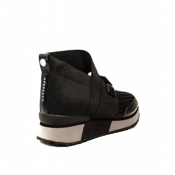 Apepazza sneakers women wedge with elastic black color article RSD09 