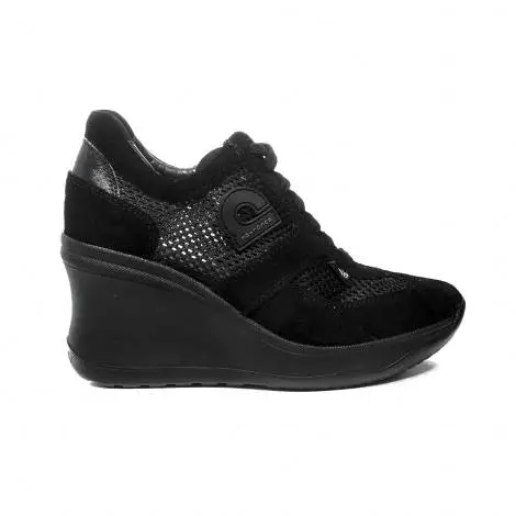 Agile by Rucoline sneaker perforated Woman black in color with high Wedge Article 1800 TO CHAMBERS SOFT BLACK