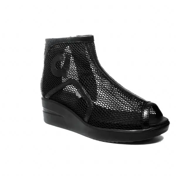 Agile by Rucoline tronchetto woman with wedge medium high perforated whole black article 2635 IN NEW NETLAM BLACK