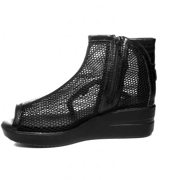Agile by Rucoline tronchetto woman with wedge medium high perforated whole black article 2635 IN NEW NETLAM BLACK