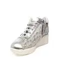 Agile by Rucoline sneaker donna con zeppa decorata con pizzo floreale color argento articolo 226 A PIZZO GELSO