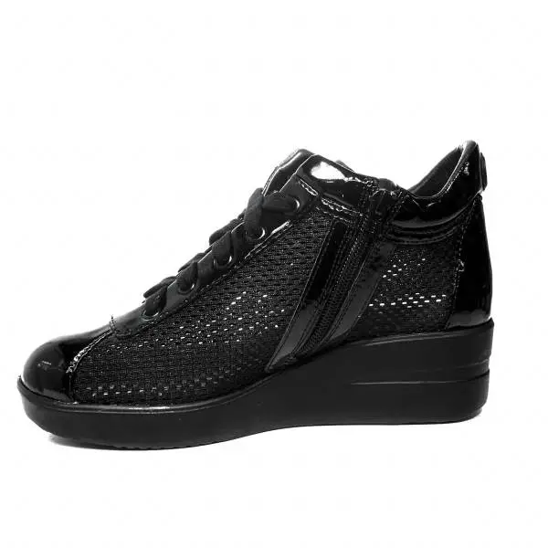 Agile by Rucoline sneaker woman with wedge and rhinestones black ARTICLE 226 TO CHAMBERS BLACK STRASS