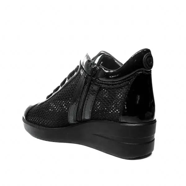 Agile by Rucoline sneaker donna con zeppa e strass colore nero articolo 226 A CHAMBERS STRASS NERO