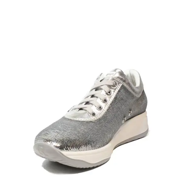 Agile by Rucoline sneaker donna con paillette di colore argento articolo 1315 A GELSO STAR SILVER