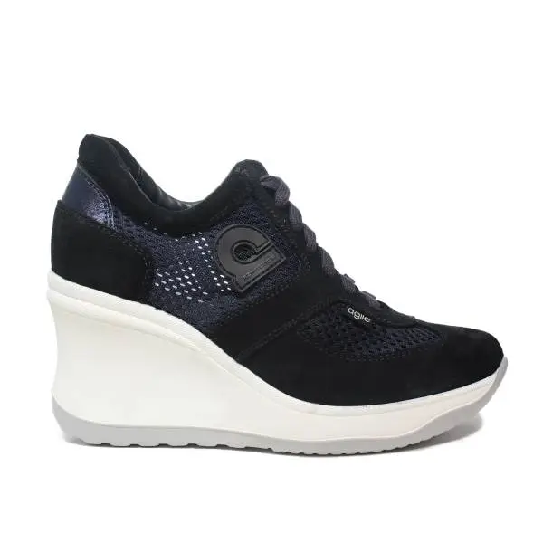 Agile by Rucoline sneaker woman perforated with wedge high color blue article 1800 TO CHAMBERS SOFT BLUE