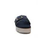 Fornarina sandalo con zeppa in tessuto fasciato color jeans articolo PE18FE2901T018 FREE LIGHT BLUE FABRIC
