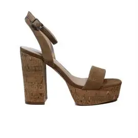 Fornarina sandal woman with high heel color dark beige model mina article PE18MN2816S087