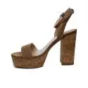 Fornarina sandal woman with high heel color dark beige model mina article PE18MN2816S087