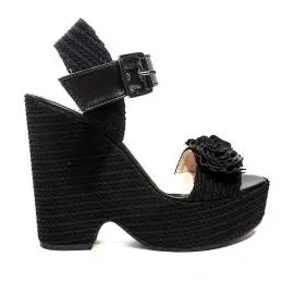 Fornarina sandal woman with wedge high black model marion article PE18BUT1838C000