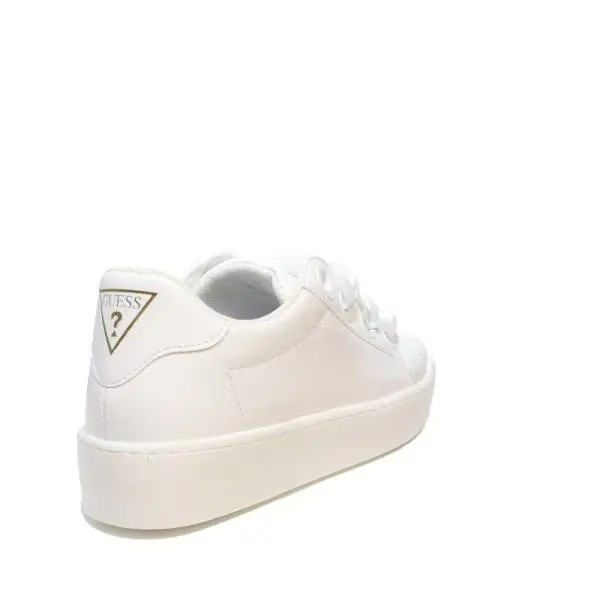 Guess sneaker bassa modello lucido con lacci in raso colore bianco per donne articolo FLURN1 ELE12 WHITE