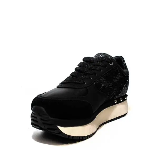 Guess sneaker donna modello multimateriale di colore nero articolo FLTIF1 LAC12 BLACK