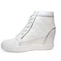 Guess sneaker donna modello in pelle con zeppa interna colore bianco articolo FLIOE1 LEA12 WHITE