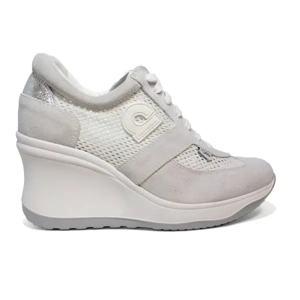 Agile by Rucoline sneaker perforated woman of white color with high Wedge Article 1800 TO CHAMBERS SOFT WHITE