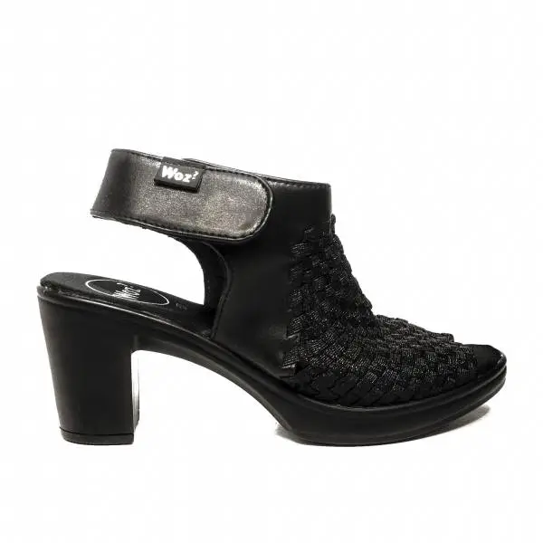 Woz sandal elasticized black with high heel article UP699