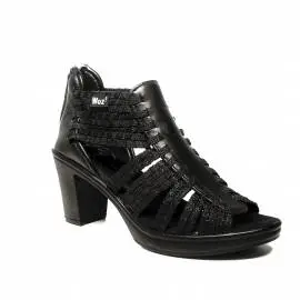 Woz sandal elasticized black with high heel article UP700