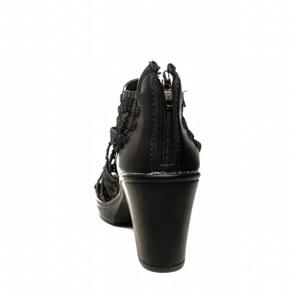 Woz sandalo nero elasticizzato con tacco alto articolo UP700