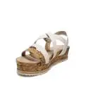 Alviero Martini sandalo donna colori bianco e beige con zeppa in tessuto sughero e gomma articolo P3A2-00099-0041X03