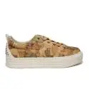 Alviero Martini 1st Class sneaker woman beige with wedge media and geographical map article P3A4-00087-0034516