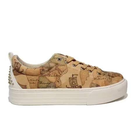 Alviero Martini 1st Class sneaker woman beige with wedge media and geographical map article P3A4-00087-0034516