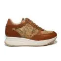 Alviero Martini 1st Class sneaker woman color leather with geographical map beige colored article N 0352 0030