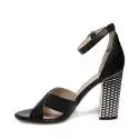 Guess sandalo donna colore nero con tacco alto in argento articolo FLIAN1 LEA03 BLACK