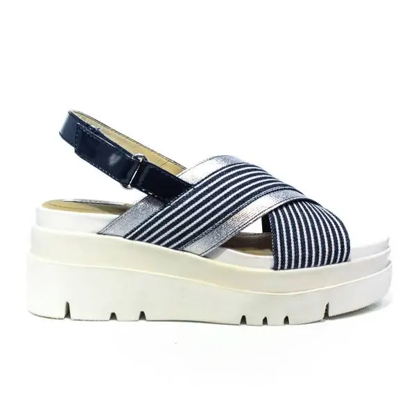 Geox sandal woman with high wedge colors white and blue marine827D UA AWHH 0C4211 D RADWA TO