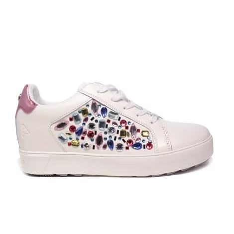 Apepazza woman sneaker with internal wedge colors white and fuxia article RSW16/DAMIENNE DIAMONDS