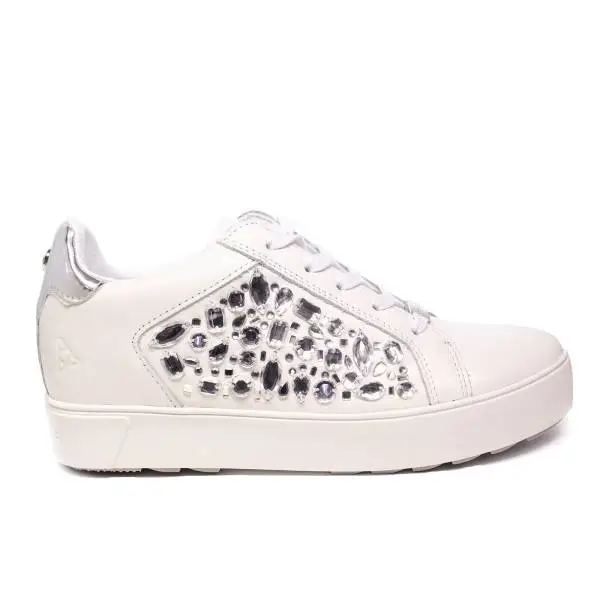Apepazza woman sneaker with internal wedge colors white and silver article RSW16/DAMIENNE DIAMONDS