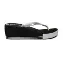 Superga flip flops for the sea of silver and black with wedge high article S24G035/Silver/Black