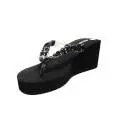 Superga sandalo con zeppa alta di colore nero con pietrine articolo S24P589/NERO