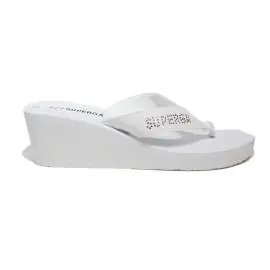 Superga sandal with wedge high coore of white with side logo article S24R974/White
