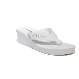 Superga sandalo con zeppa alta di coore bianco con logo laterale articolo S24R974/BIANCO