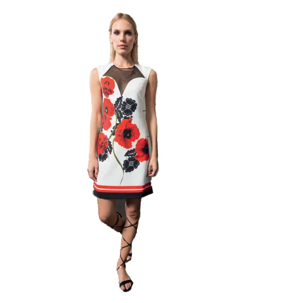 EDAS Luxury Spike short dress woman with poppies fantasy