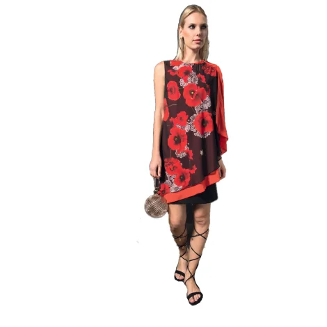 EDAS Luxury Slimer Short woman dress with poppies print