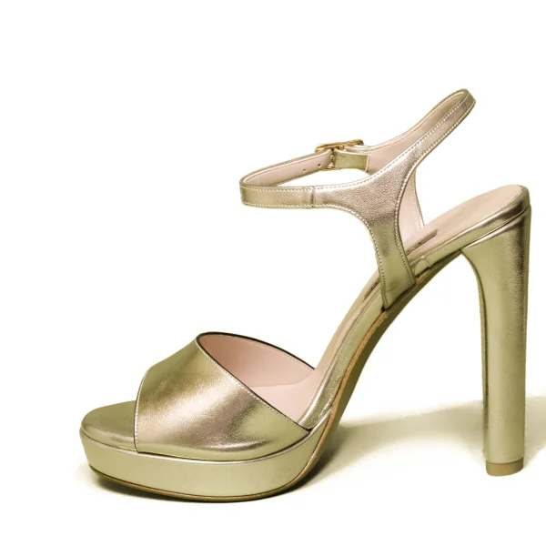 Albano sandalo donna elegante con tacco alto color platino laminato modello 2176 SON10
